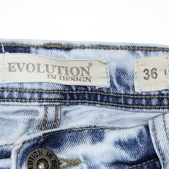 Evolution In Design Mens Denim Cutoff Shorts Size 36 Distressed Acid Wash Urban - Picture 12 of 14